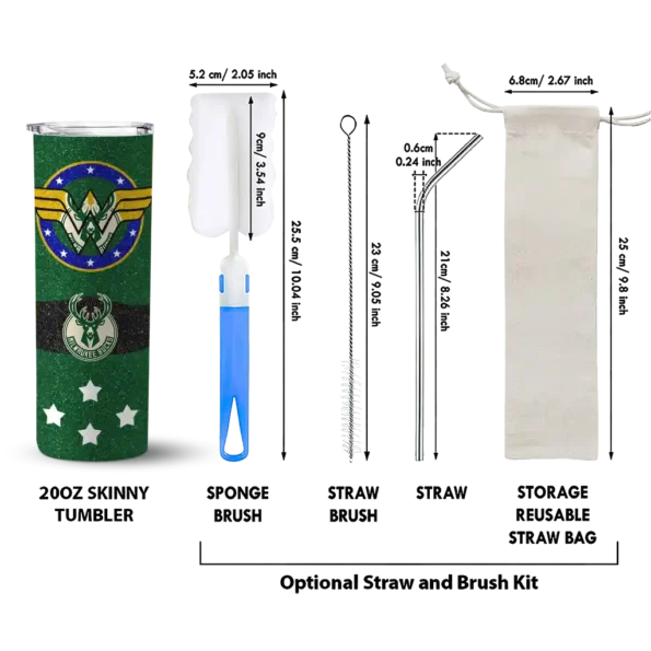personalized milwaukee bucks star cluster green skinny tumbler new arrival.webp