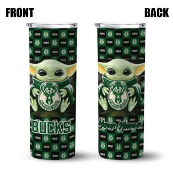 personalized milwaukee bucks yoda cozy green black skinny tumbler fashion forward.webp