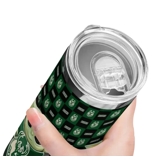 personalized milwaukee bucks yoda cozy green black skinny tumbler high quality.webp