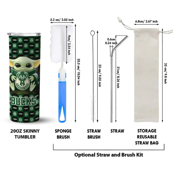 personalized milwaukee bucks yoda cozy green black skinny tumbler new arrival.webp