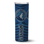 personalized minnesota timberwolves camo texture midnight blue skinny tumbler best selling.webp