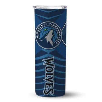 personalized minnesota timberwolves camo texture midnight blue skinny tumbler best selling.webp