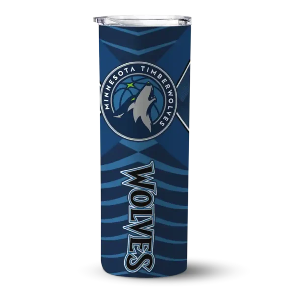 personalized minnesota timberwolves camo texture midnight blue skinny tumbler best selling.webp