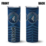 personalized minnesota timberwolves camo texture midnight blue skinny tumbler best selling 1.webp