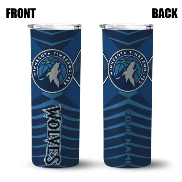 personalized minnesota timberwolves camo texture midnight blue skinny tumbler fashion forward.webp