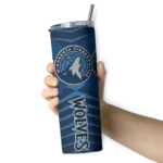 personalized minnesota timberwolves camo texture midnight blue skinny tumbler best selling 1.webp