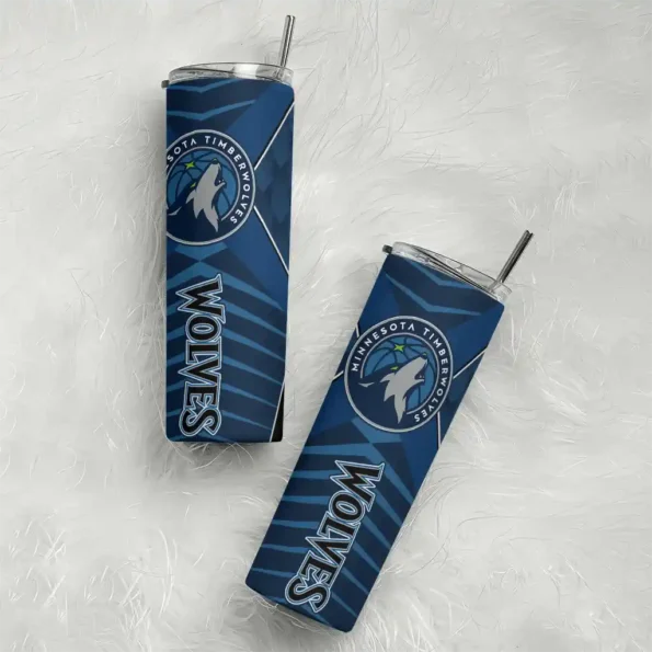 personalized minnesota timberwolves camo texture midnight blue skinny tumbler top rated.webp