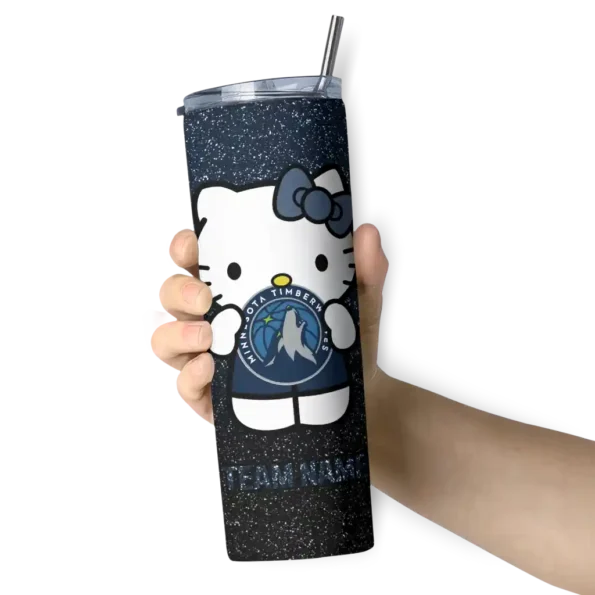 personalized minnesota timberwolves hello kitty midnight blue black skinny tumbler premium grade.webp