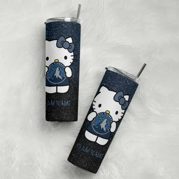 personalized minnesota timberwolves hello kitty midnight blue black skinny tumbler top rated.webp