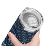 personalized minnesota timberwolves monogram burst midnight blue white skinny tumbler best selling 1.webp
