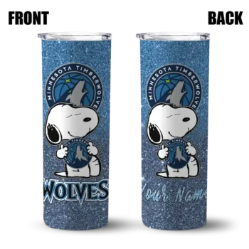 personalized minnesota timberwolves snoopy attitude midnight blue skinny tumbler fashion forward.webp