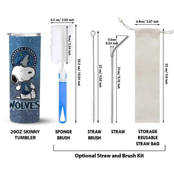 personalized minnesota timberwolves snoopy attitude midnight blue skinny tumbler new arrival.webp
