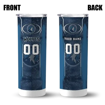personalized minnesota timberwolves stacked diamond midnight blue skinny tumbler fashion forward.webp