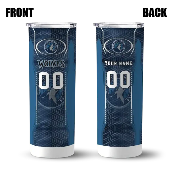 personalized minnesota timberwolves stacked diamond midnight blue skinny tumbler fashion forward.webp