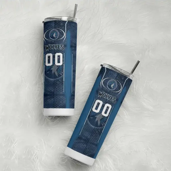 personalized minnesota timberwolves stacked diamond midnight blue skinny tumbler top rated.webp