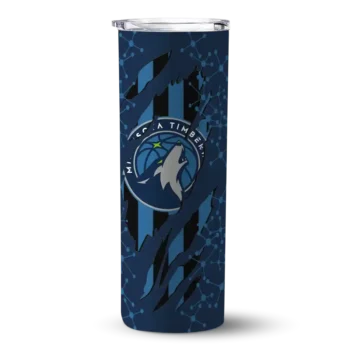 personalized minnesota timberwolves star pop midnight blue black skinny tumbler best selling.webp