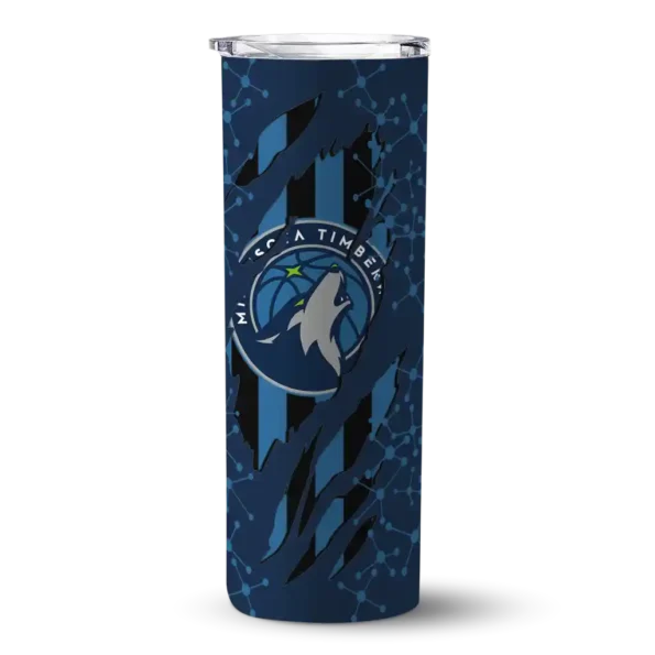 personalized minnesota timberwolves star pop midnight blue black skinny tumbler best selling.webp