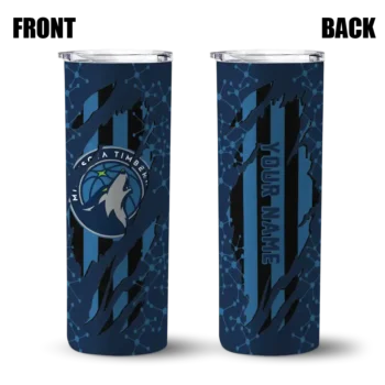 personalized minnesota timberwolves star pop midnight blue black skinny tumbler fashion forward.webp