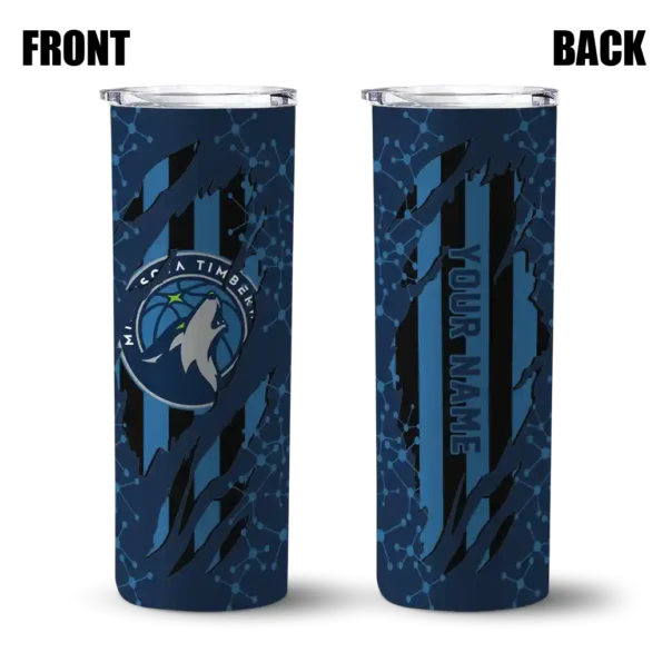 personalized minnesota timberwolves star pop midnight blue black skinny tumbler fashion forward.webp