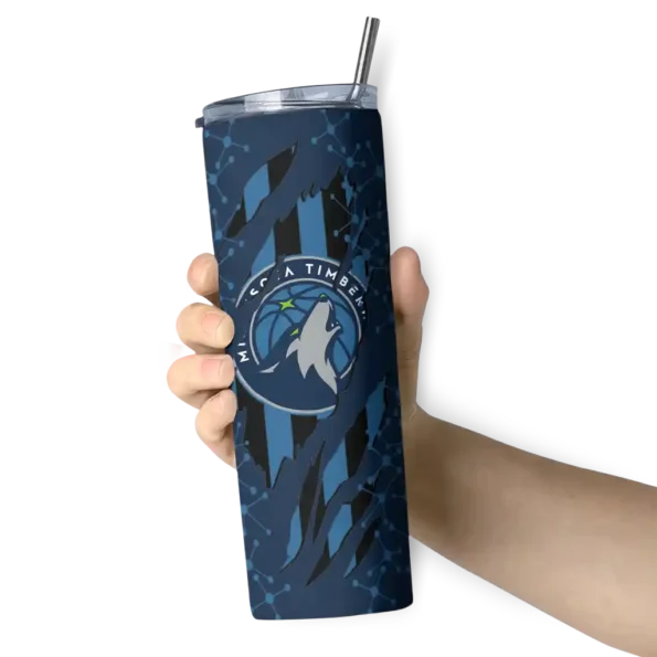 personalized minnesota timberwolves star pop midnight blue black skinny tumbler premium grade.webp