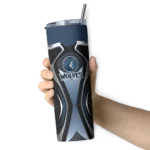 personalized minnesota timberwolves superman emblem midnight blue black skinny tumbler best selling 1.webp