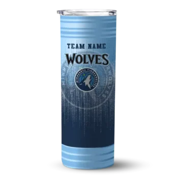 personalized minnesota timberwolves swirl texture midnight blue skinny tumbler best selling.webp
