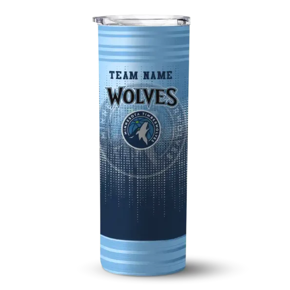 personalized minnesota timberwolves swirl texture midnight blue skinny tumbler best selling.webp