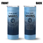 personalized minnesota timberwolves swirl texture midnight blue skinny tumbler best selling 1.webp