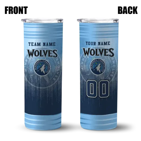 personalized minnesota timberwolves swirl texture midnight blue skinny tumbler fashion forward.webp