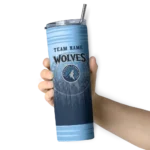personalized minnesota timberwolves swirl texture midnight blue skinny tumbler best selling 1.webp