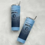 personalized minnesota timberwolves swirl texture midnight blue skinny tumbler best selling 1.webp