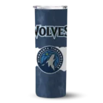 personalized minnesota timberwolves torn band midnight blue white skinny tumbler best selling.webp