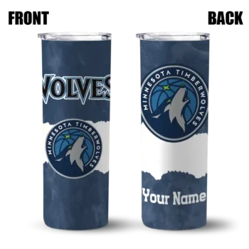 personalized minnesota timberwolves torn band midnight blue white skinny tumbler fashion forward.webp