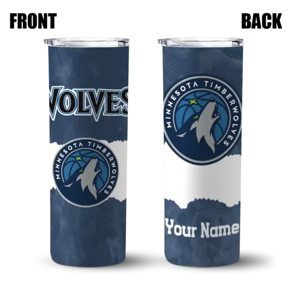 personalized minnesota timberwolves torn band midnight blue white skinny tumbler fashion forward.webp