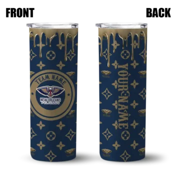 personalized new orleans pelicans camo streak navy skinny tumbler fashion forward.webp