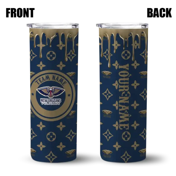 personalized new orleans pelicans camo streak navy skinny tumbler fashion forward.webp