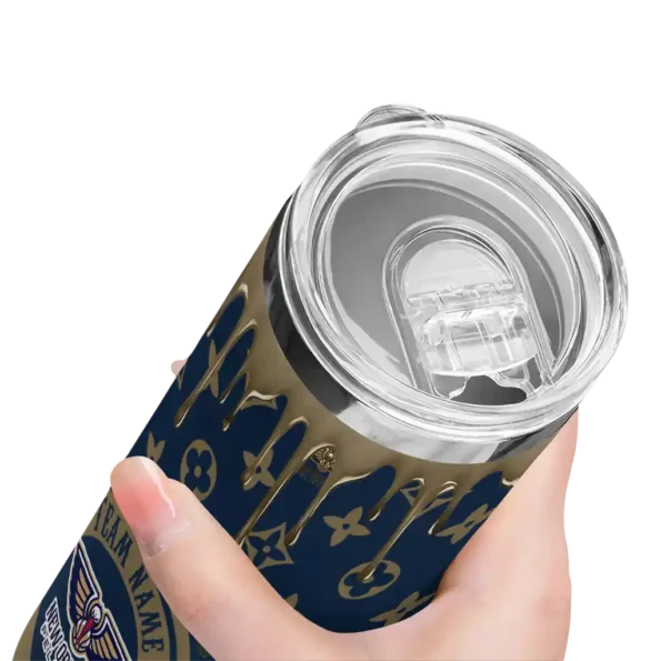 personalized new orleans pelicans camo streak navy skinny tumbler high quality.webp