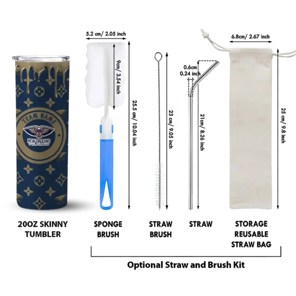 personalized new orleans pelicans camo streak navy skinny tumbler new arrival.webp