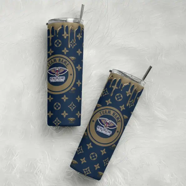 personalized new orleans pelicans camo streak navy skinny tumbler top rated.webp