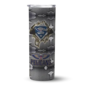 personalized new orleans pelicans chevron v navy gray skinny tumbler best selling 1.webp