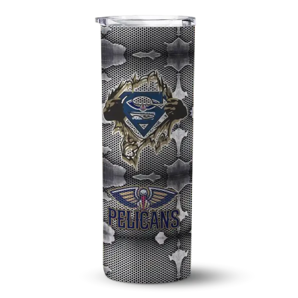 personalized new orleans pelicans chevron v navy gray skinny tumbler best selling 1.webp