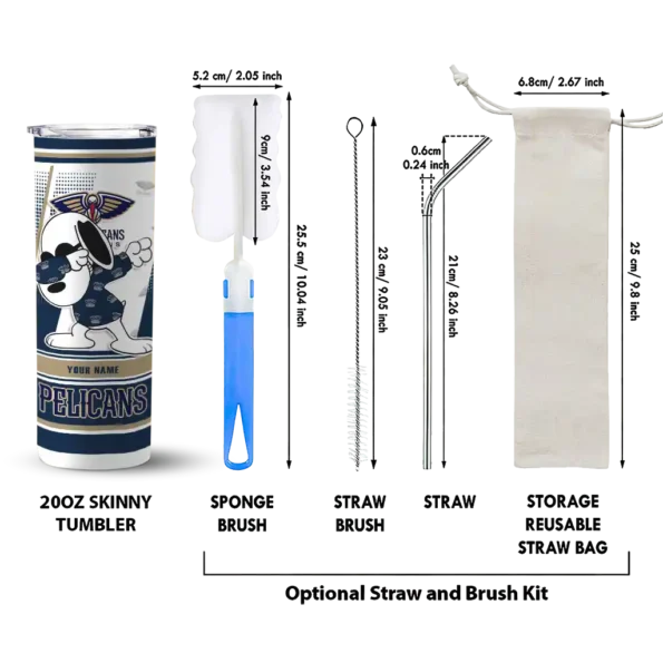 personalized new orleans pelicans snoopy dog navy white skinny tumbler new arrival.webp