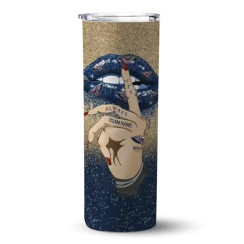 personalized new orleans pelicans sparkle lips navy skinny tumbler best selling 1.webp