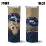 personalized new orleans pelicans sparkle lips navy skinny tumbler best selling 1.webp