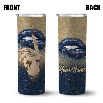 personalized new orleans pelicans sparkle lips navy skinny tumbler fashion forward.webp