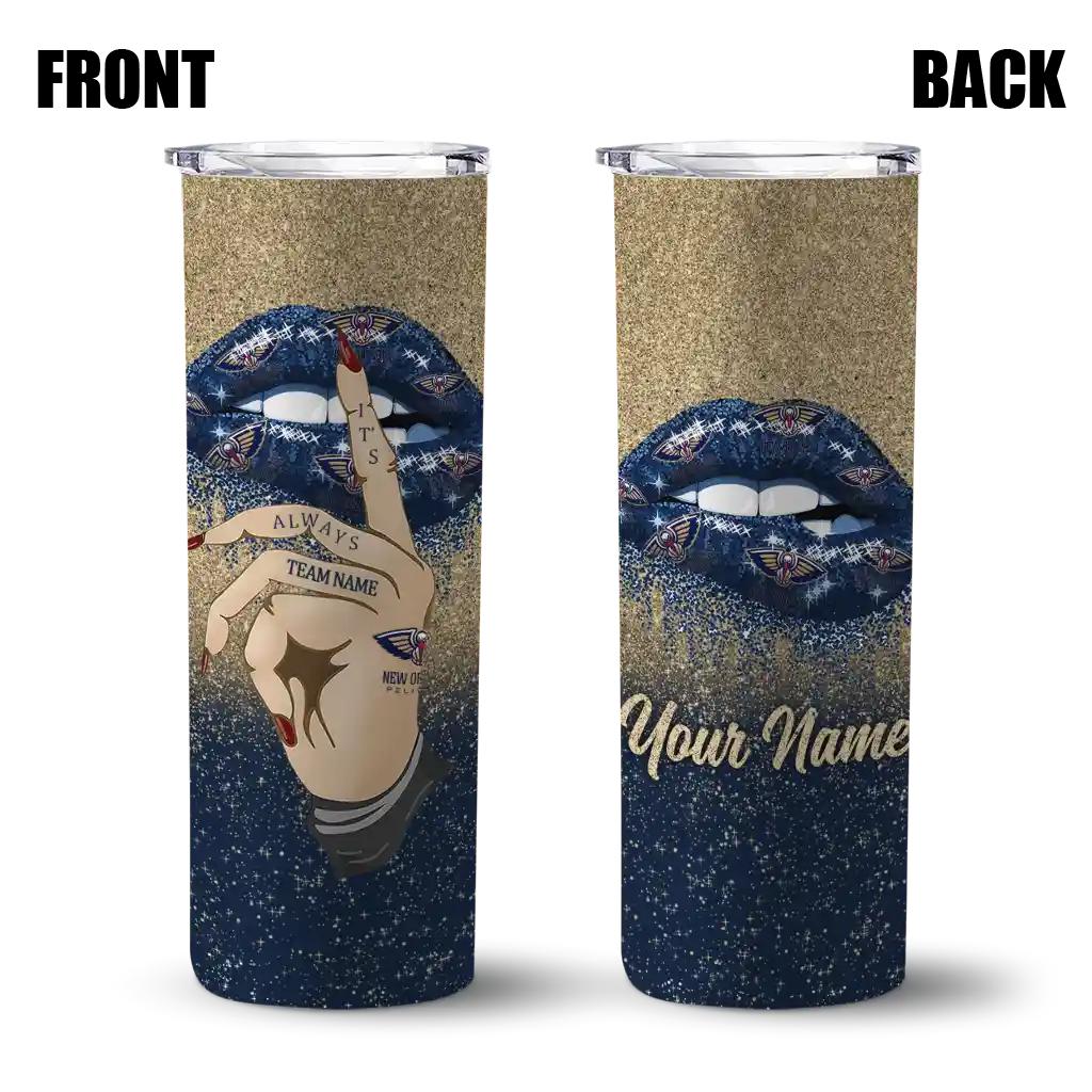 personalized new orleans pelicans sparkle lips navy skinny tumbler fashion forward.webp personalized new orleans pelicans sparkle lips navy skinny tumbler fashion forward.webp