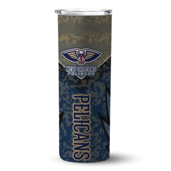 personalized new orleans pelicans spiral burst print navy skinny tumbler best selling 1.webp