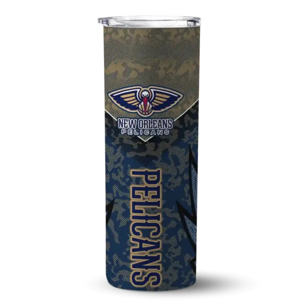 personalized new orleans pelicans spiral burst print navy skinny tumbler best selling 1.webp