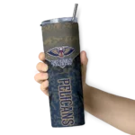 personalized new orleans pelicans spiral burst print navy skinny tumbler best selling 1.webp