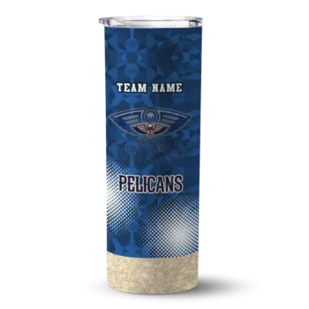 personalized new orleans pelicans starburst tiles navy skinny tumbler best selling 1.webp